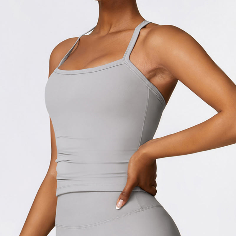 Débardeur court de couleur unie Buddha Stones Short taille haute Tenue de sport Fitness Gym Yoga - image 30