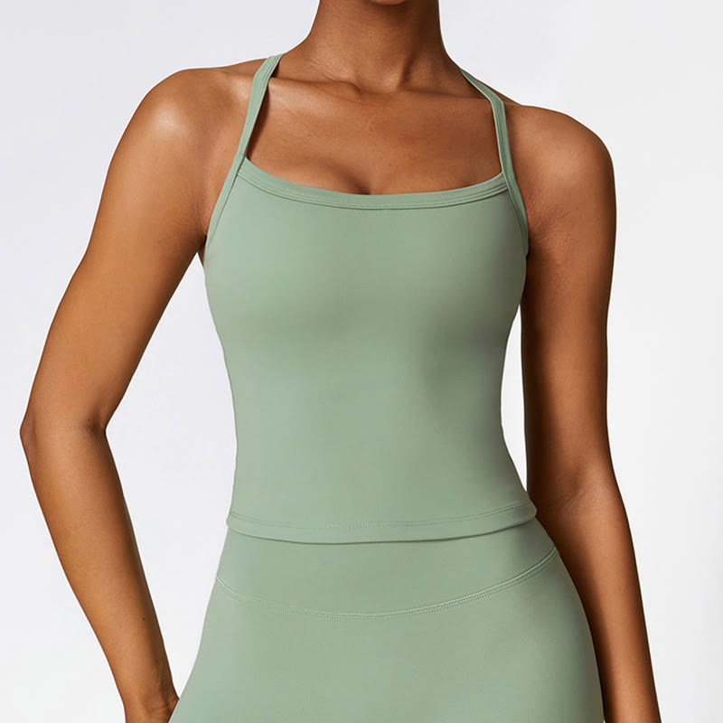 Débardeur court de couleur unie Buddha Stones Short taille haute Tenue de sport Fitness Gym Yoga - image 55