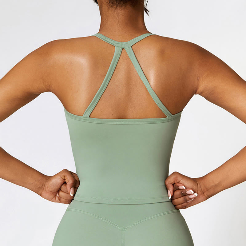 Débardeur court de couleur unie Buddha Stones Short taille haute Tenue de sport Fitness Gym Yoga - image 50