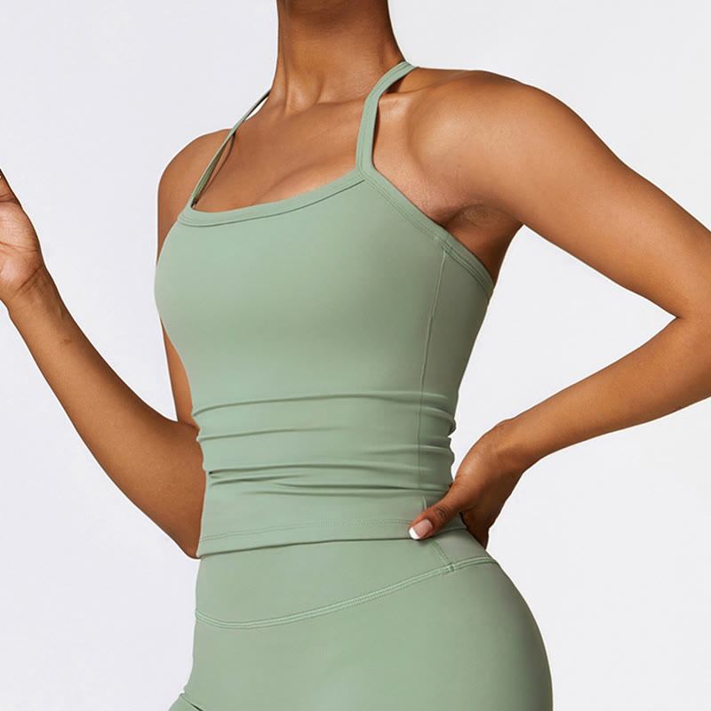 Débardeur court de couleur unie Buddha Stones Short taille haute Tenue de sport Fitness Gym Yoga - image 52