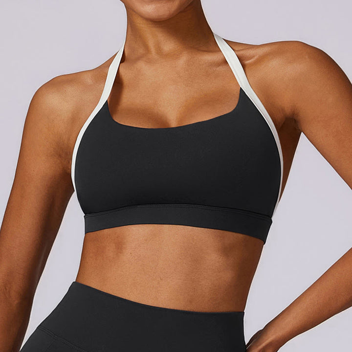 Soutien-gorge à col licou de couleur unie Buddha Stones, débardeur court à manches longues, pantalon de sport, fitness, gym, yoga