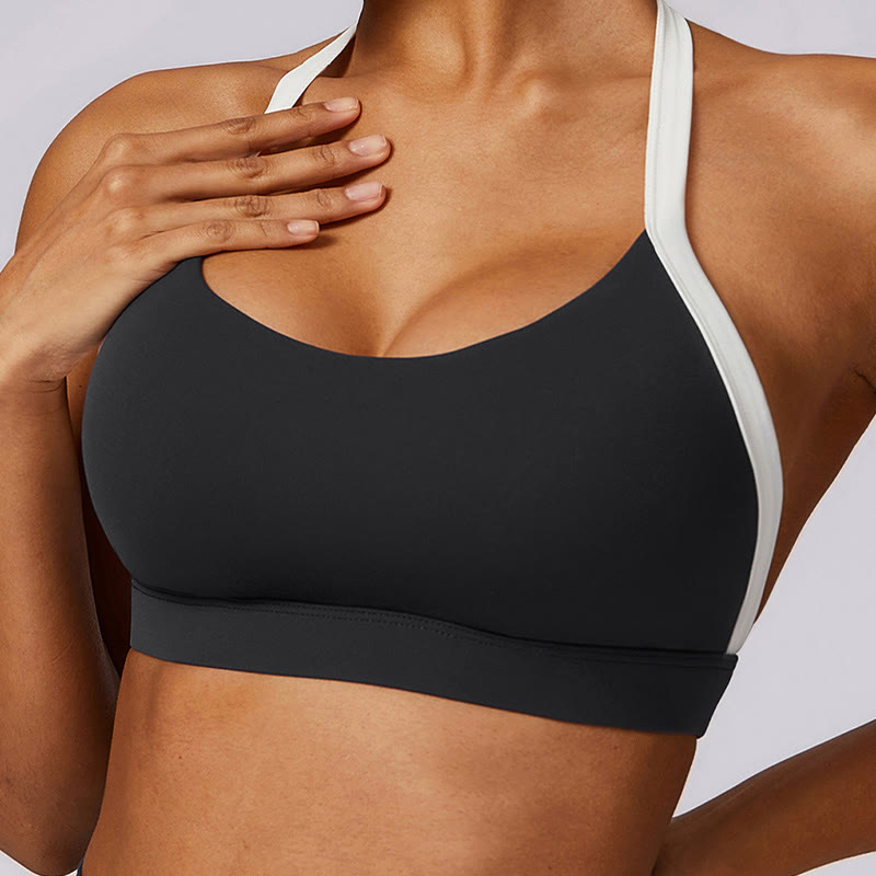 Soutien-gorge à col licou de couleur unie Buddha Stones, débardeur court à manches longues, pantalon de sport, fitness, gym, yoga