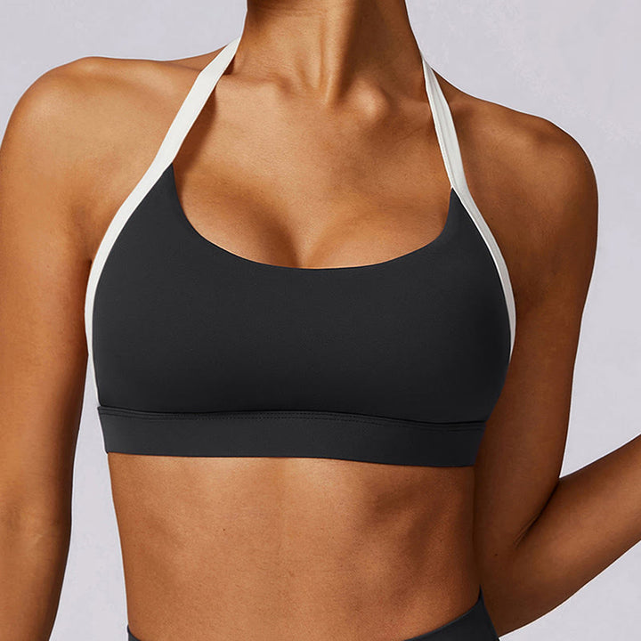 Soutien-gorge à col licou de couleur unie Buddha Stones, débardeur court à manches longues, pantalon de sport, fitness, gym, yoga