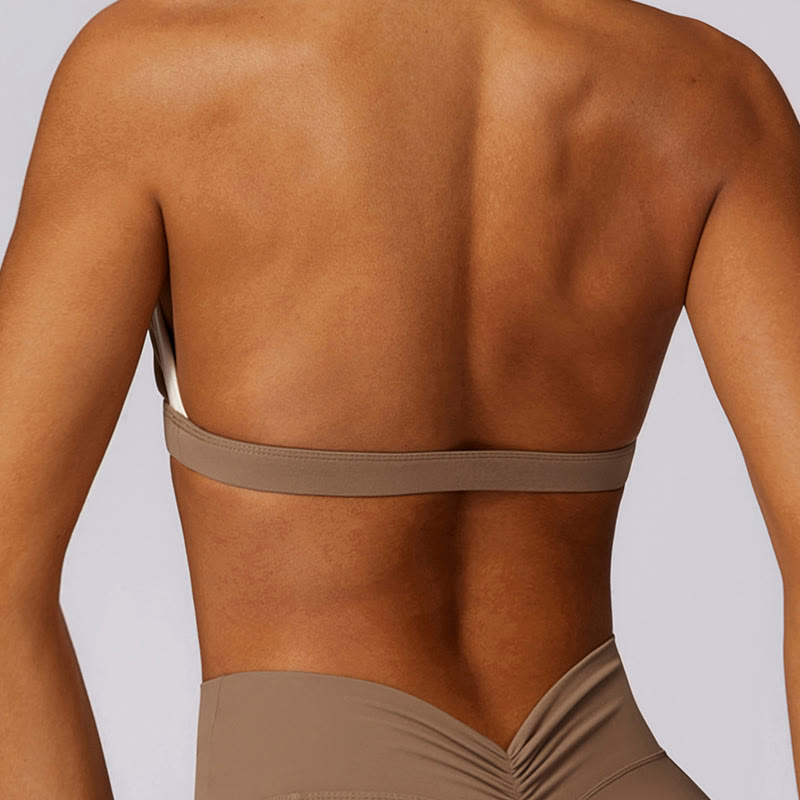 Soutien-gorge à col licou de couleur unie Buddha Stones, débardeur court à manches longues, pantalon de sport, fitness, gym, yoga