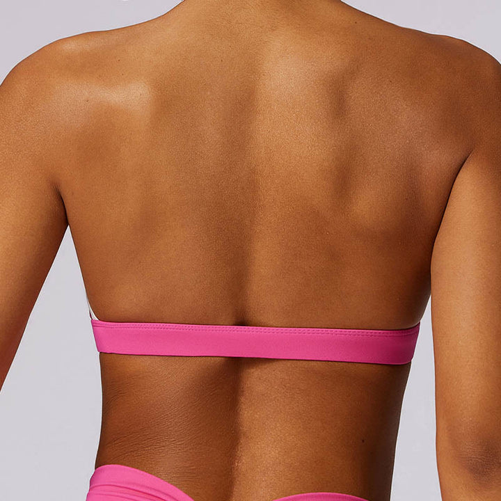 Soutien-gorge à col licou de couleur unie Buddha Stones, débardeur court à manches longues, pantalon de sport, fitness, gym, yoga