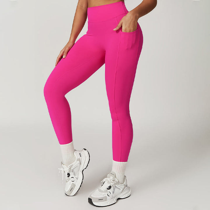 Soutien-gorge à col licou de couleur unie Buddha Stones, débardeur court à manches longues, pantalon de sport, fitness, gym, yoga - Rose rouge - Pantalon - US6，UK/AU10，EU38 (XL) - image 65