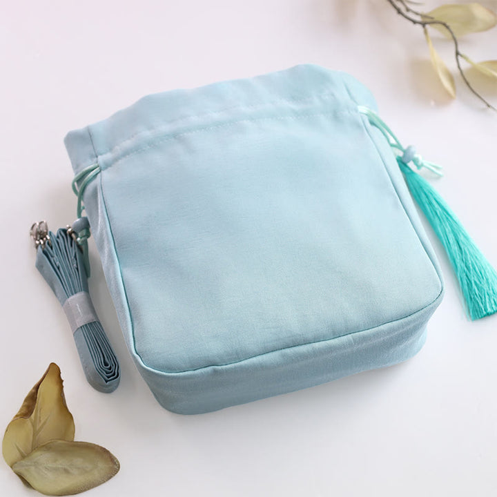 Sac à bandoulière en coton et lin avec fleurs brodées de Buddha Stones et glycine