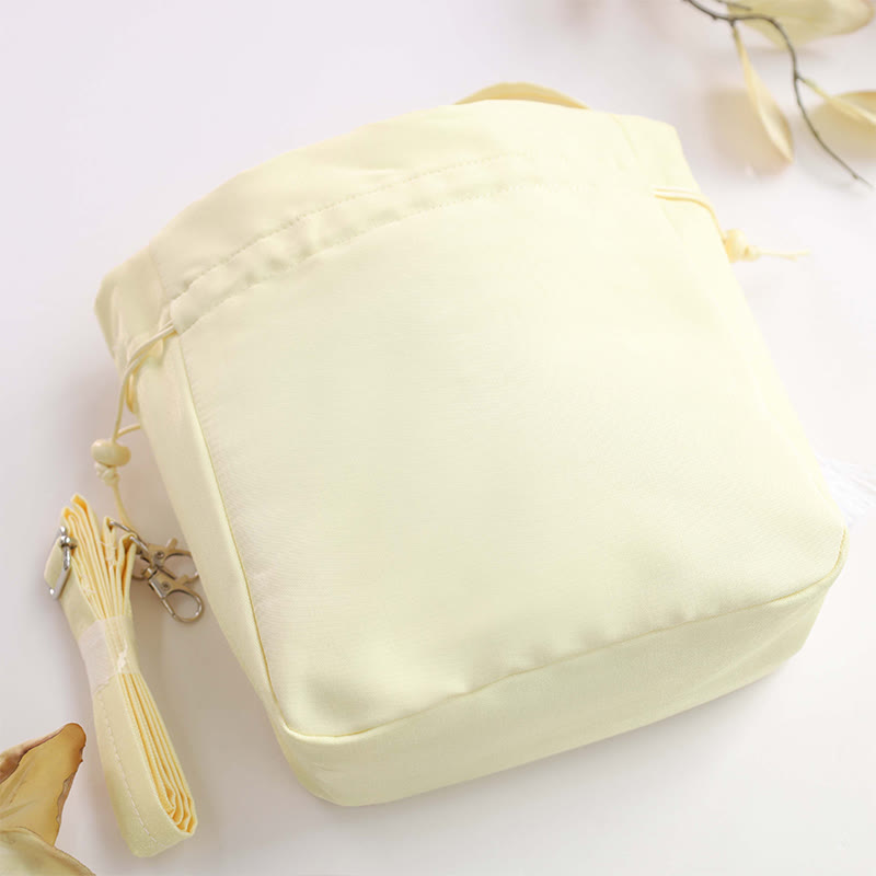Sac à bandoulière en coton et lin avec Buddha Stones brodées Osmanthus Pivoine Raisin Chat Sac à main