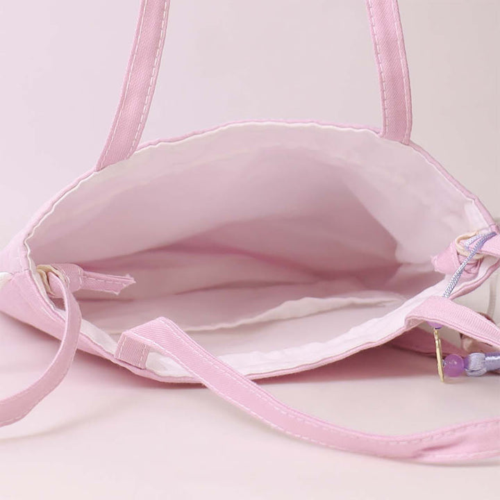 Sac à bandoulière en coton et lin avec broderie de Buddha Stones et de Suzhou, motif de lotus, cerf, épiphyllum, pivoine, lapin - image 8