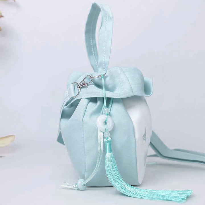 Sac à bandoulière en coton et lin avec broderie de Buddha Stones et Lotus Epiphyllum Magnolia de Suzhou