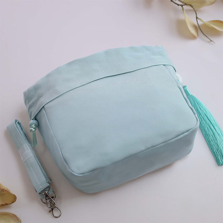 Sac à bandoulière en coton et lin avec broderie de Buddha Stones et Lotus Epiphyllum Magnolia de Suzhou