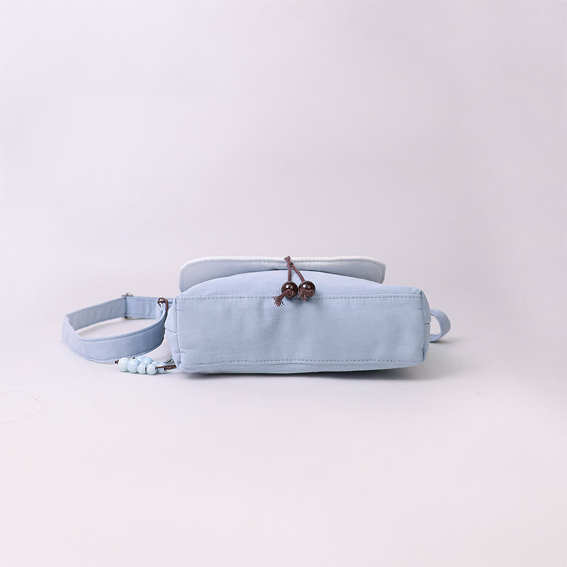 Sac à bandoulière brodé en Buddha Stones , camélia, épiphyllum, gardénia, fleurs de Sakura, sac à bandoulière, sac pour téléphone portable