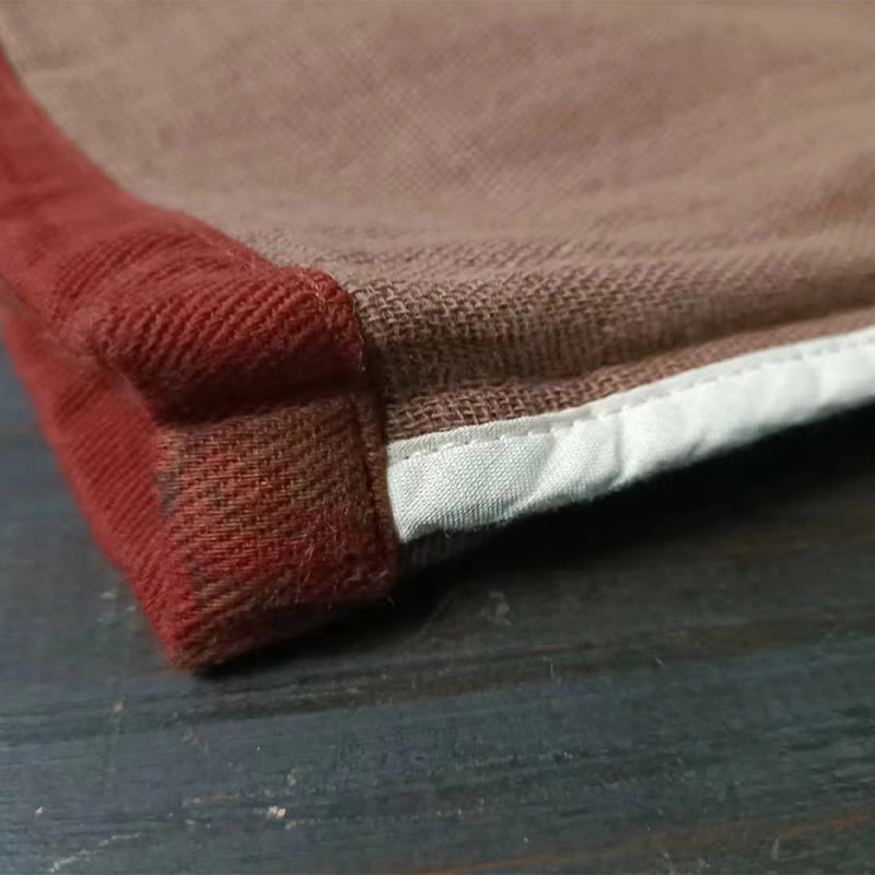 Veste ouverte à boutons-pression en coton et lin avec fleurs de pivoine orange Buddha Stones et poches