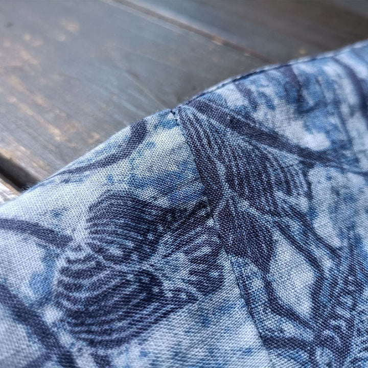 Chemise à manches longues en lin ramie avec boutons en grenouille et motif de fleurs bleues et blanches rétro Buddha Stones - image 10