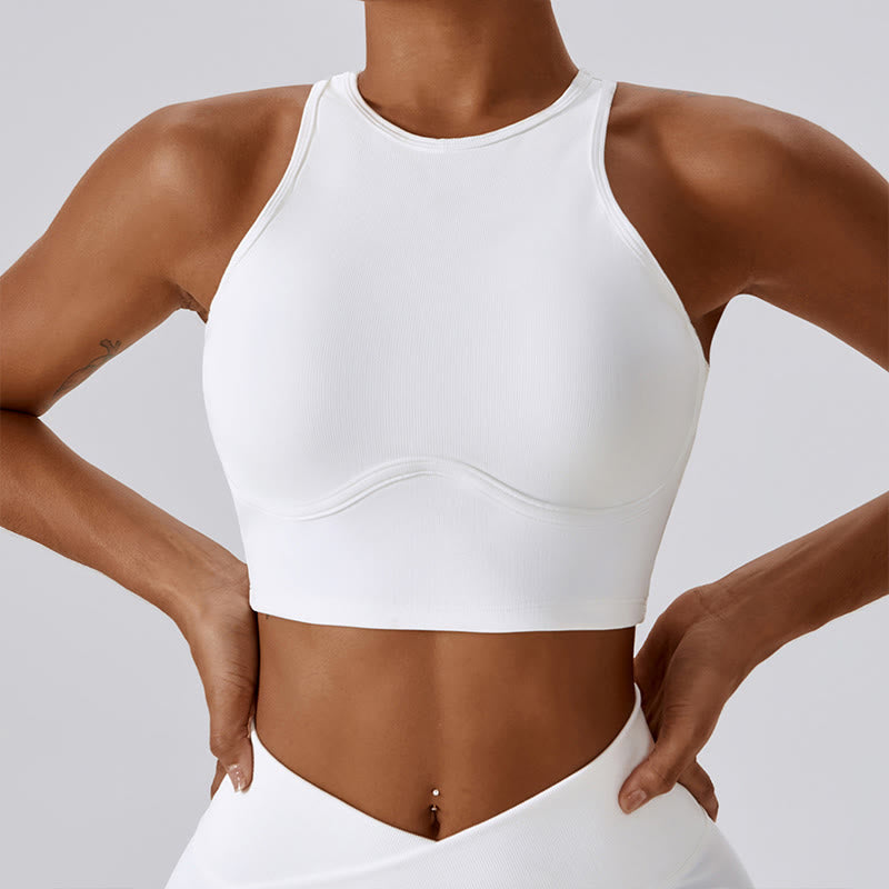 Débardeur court sans manches Buddha Stones Pantalon évasé Sports Fitness Yoga - Blanc - Haut - XL - image 1