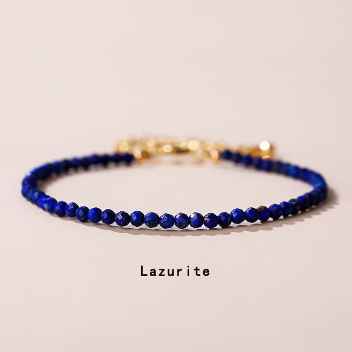 Bracelet de guérison en Buddha Stones, quartz fraise, préhnite, péridot, lazurite, lapis-lazuli, cristal rose et tourmaline - Lazurite (Tour de poignet 14-16 cm) - image 9