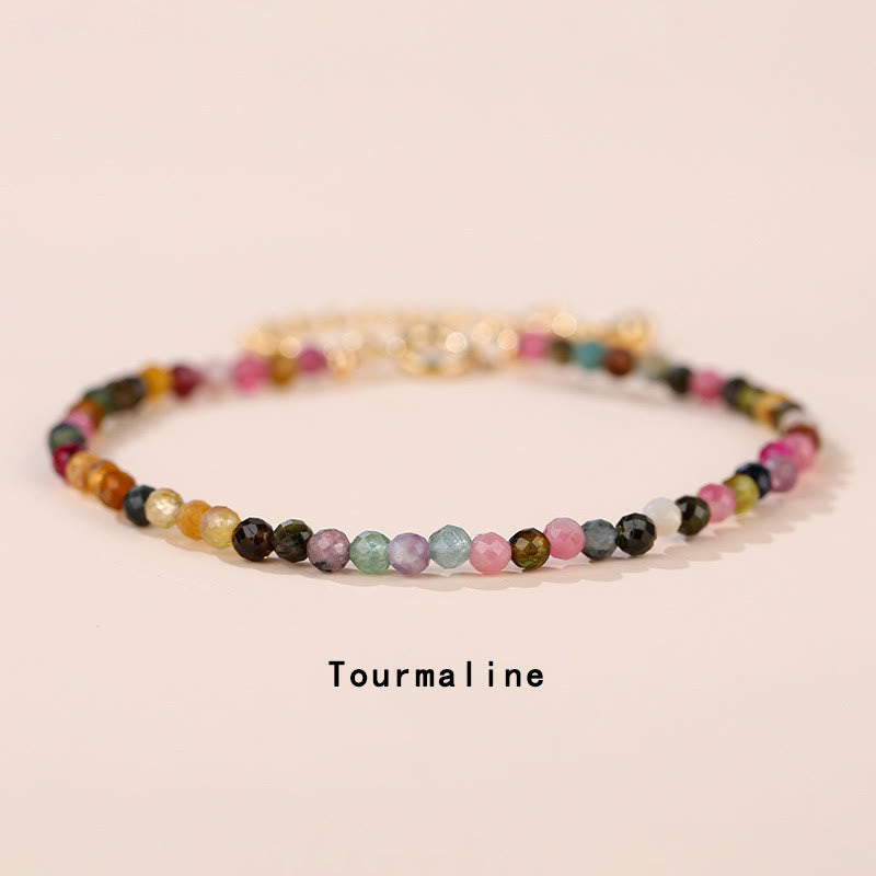 Bracelet de guérison en Buddha Stones, quartz fraise, préhnite, péridot, lazurite, lapis-lazuli, cristal rose et tourmaline - Tourmaline (Tour de poignet 14-16 cm) - image 15