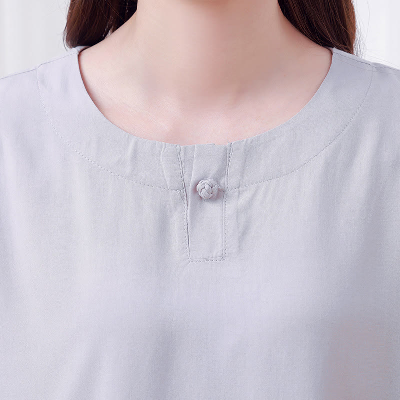 Ensemble 2 Buddha Stones t-shirt à manches courtes et pantalon de méditation Zen Tai Chi en coton et lin unisexe - image 13