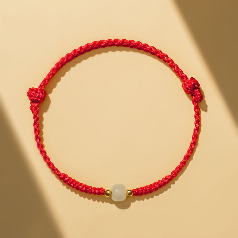 Bracelet tressé en perles de jade porte-bonheur fabriquées à la main par Buddha Stones