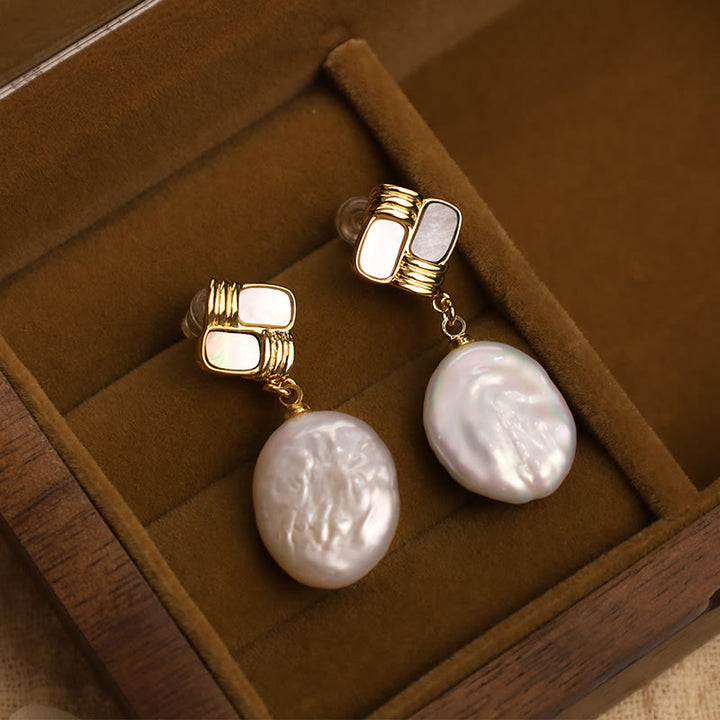 Buddha Stones d'oreilles pendantes de guérison en perles baroques naturelles en argent sterling 925 avec tiges en cuivre plaqué or - image 7