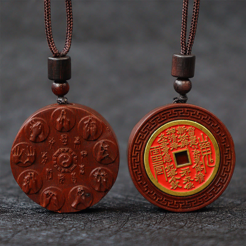 Collier pendentif en Buddha Stones en bois de jujubier frappé par la foudre Yin Yang Bagua Mountain Ghosts Dépenser de l'argent Protection