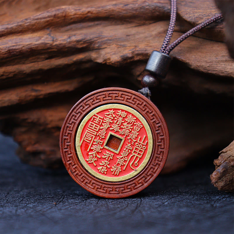 Collier pendentif en Buddha Stones en bois de jujubier frappé par la foudre Yin Yang Bagua Mountain Ghosts Dépenser de l'argent Protection