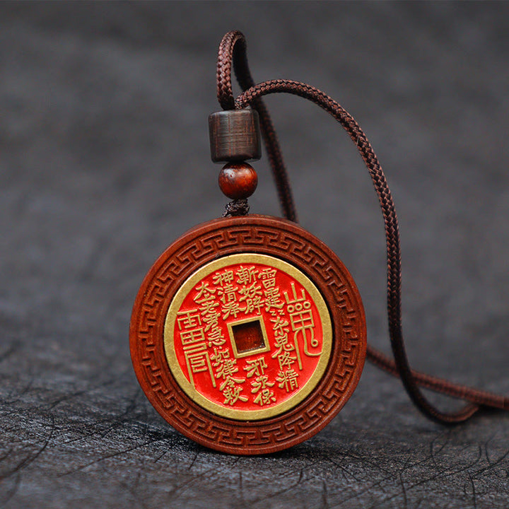 Collier pendentif en Buddha Stones en bois de jujubier frappé par la foudre Yin Yang Bagua Mountain Ghosts Dépenser de l'argent Protection