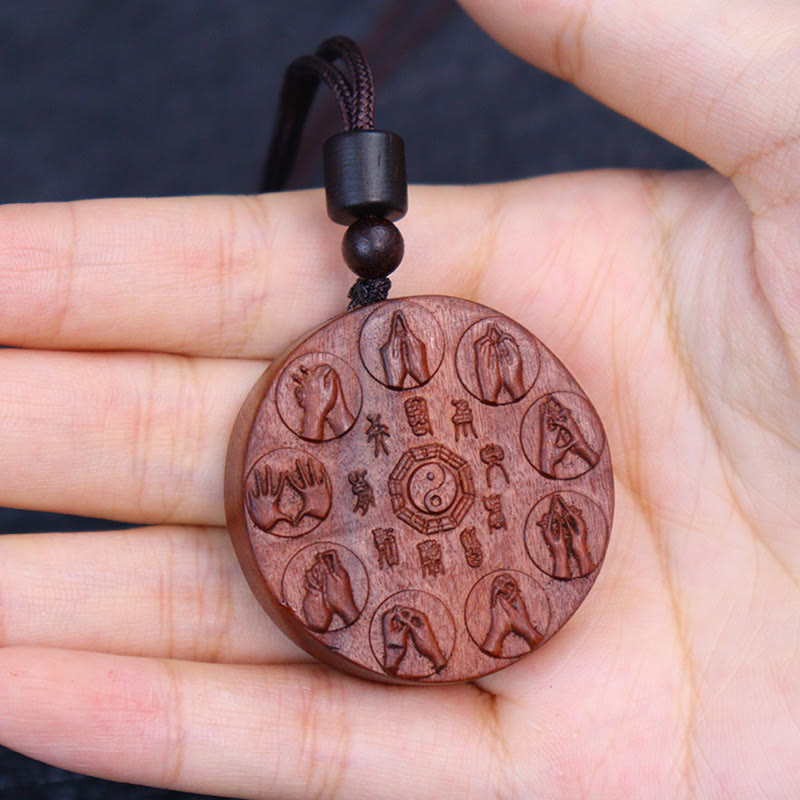 Collier pendentif en Buddha Stones en bois de jujubier frappé par la foudre Yin Yang Bagua Mountain Ghosts Dépenser de l'argent Protection