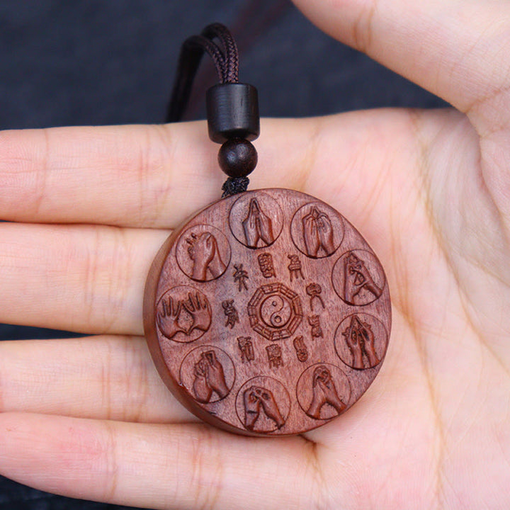 Collier pendentif en Buddha Stones en bois de jujubier frappé par la foudre Yin Yang Bagua Mountain Ghosts Dépenser de l'argent Protection