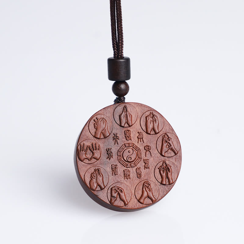 Collier pendentif en Buddha Stones en bois de jujubier frappé par la foudre Yin Yang Bagua Mountain Ghosts Dépenser de l'argent Protection
