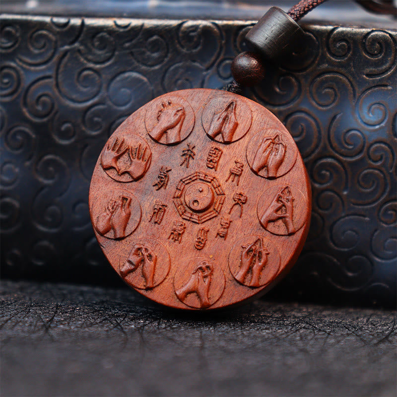 Collier pendentif en Buddha Stones en bois de jujubier frappé par la foudre Yin Yang Bagua Mountain Ghosts Dépenser de l'argent Protection