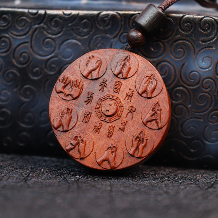 Collier pendentif en Buddha Stones en bois de jujubier frappé par la foudre Yin Yang Bagua Mountain Ghosts Dépenser de l'argent Protection
