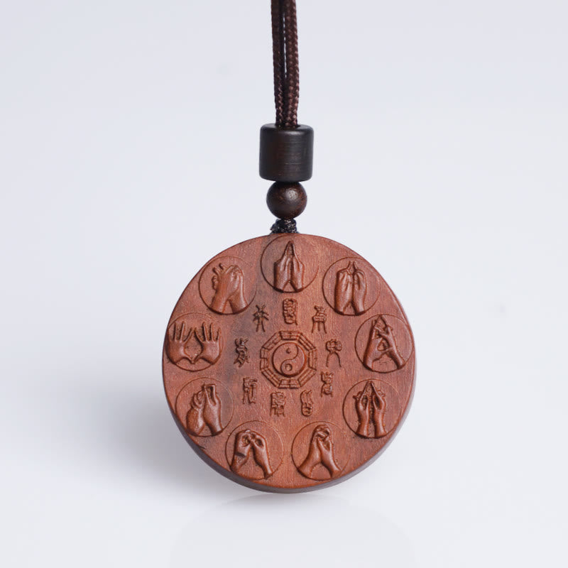 Collier pendentif en Buddha Stones en bois de jujubier frappé par la foudre Yin Yang Bagua Mountain Ghosts Dépenser de l'argent Protection