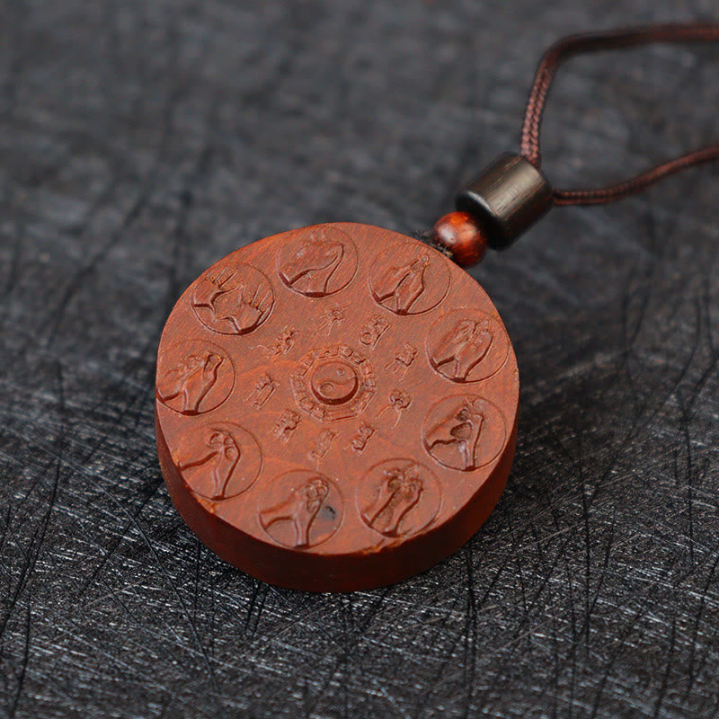 Collier pendentif en Buddha Stones en bois de jujubier frappé par la foudre Yin Yang Bagua Mountain Ghosts Dépenser de l'argent Protection