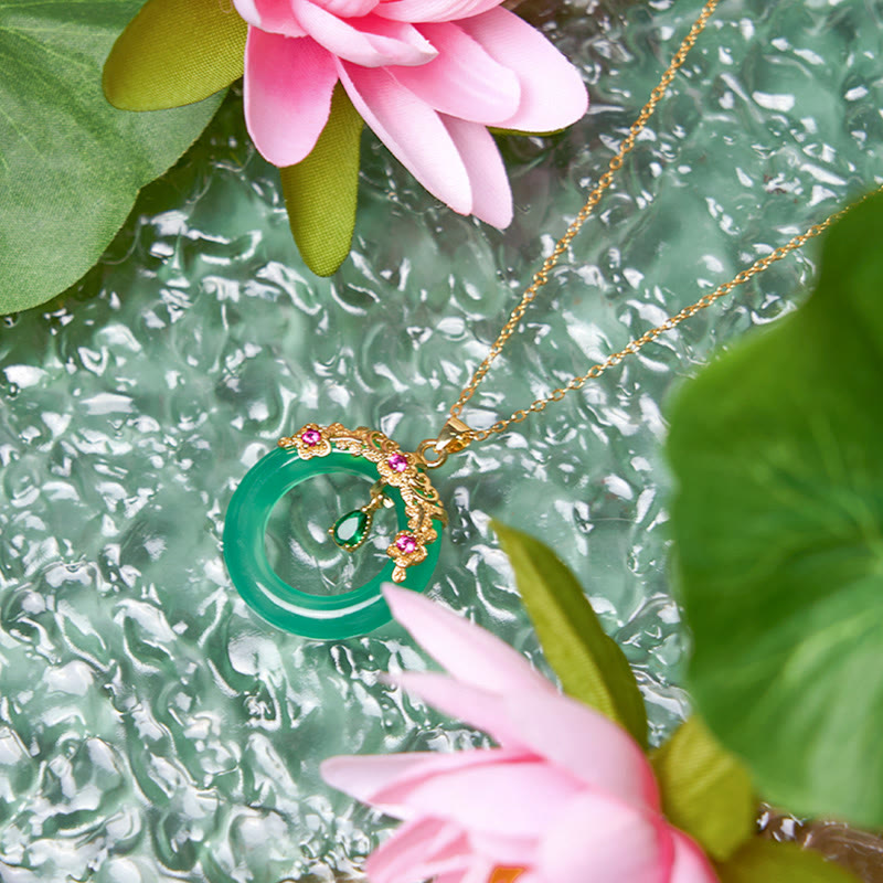 Collier avec pendentif en calcédoine verte et Buddha Stones , boucle de paix, design de force