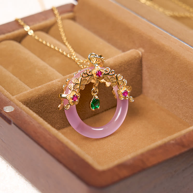 Collier avec pendentif en calcédoine verte et Buddha Stones , boucle de paix, design de force