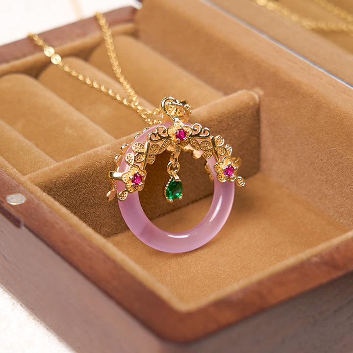 Collier avec pendentif en calcédoine verte et Buddha Stones , boucle de paix, design de force