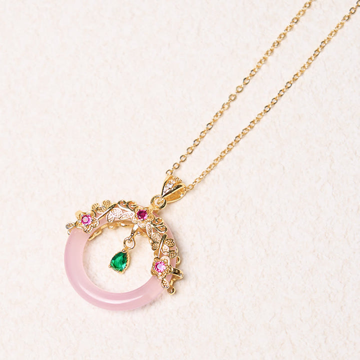 Collier avec pendentif en calcédoine verte et Buddha Stones , boucle de paix, design de force