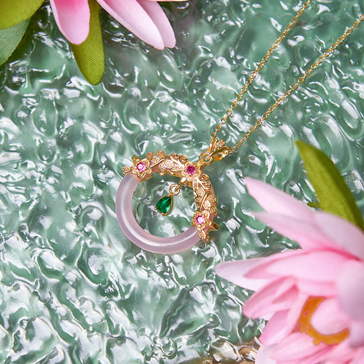 Collier avec pendentif en calcédoine verte et Buddha Stones , boucle de paix, design de force