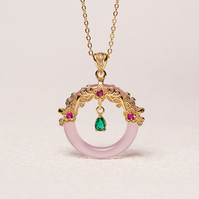 Collier avec pendentif en calcédoine verte et Buddha Stones , boucle de paix, design de force