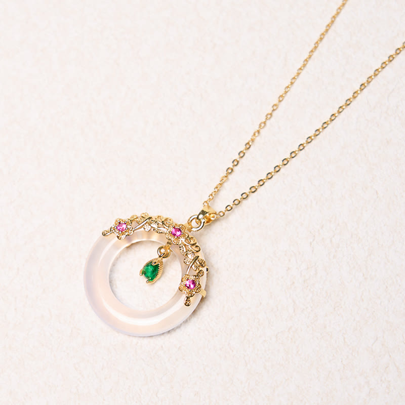 Collier avec pendentif en calcédoine verte et Buddha Stones , boucle de paix, design de force