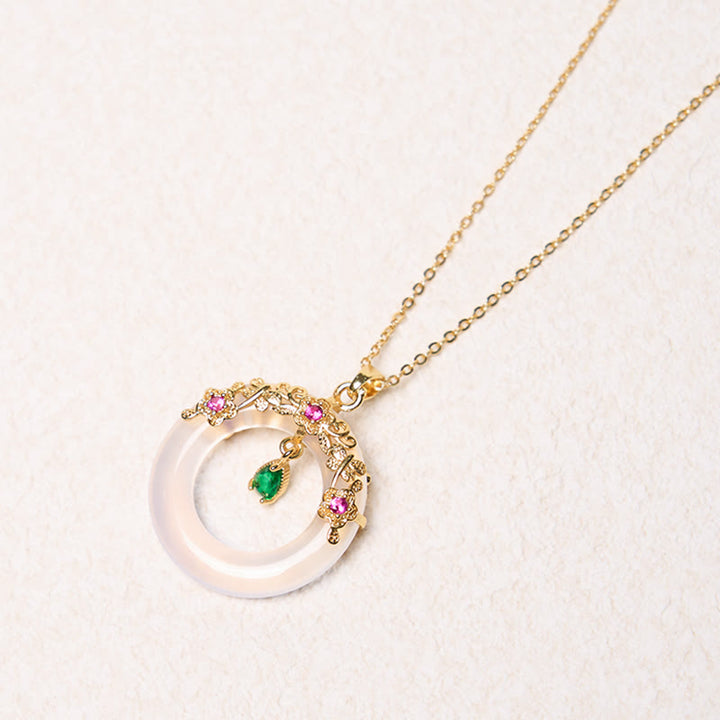 Collier avec pendentif en calcédoine verte et Buddha Stones , boucle de paix, design de force