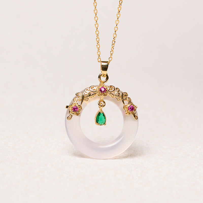 Collier avec pendentif en calcédoine verte et Buddha Stones , boucle de paix, design de force