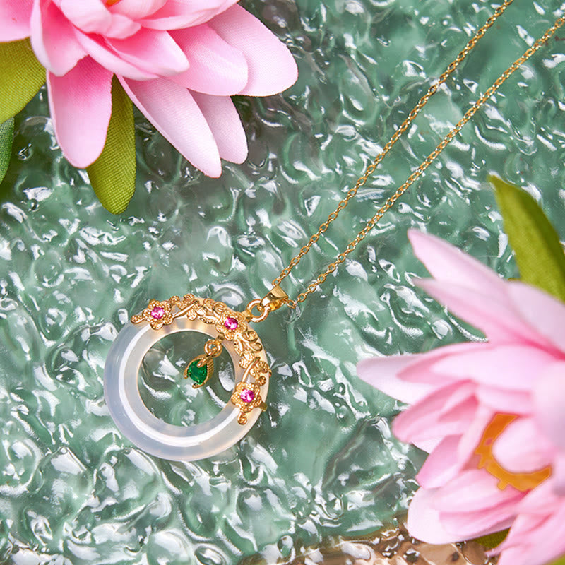 Collier avec pendentif en calcédoine verte et Buddha Stones , boucle de paix, design de force