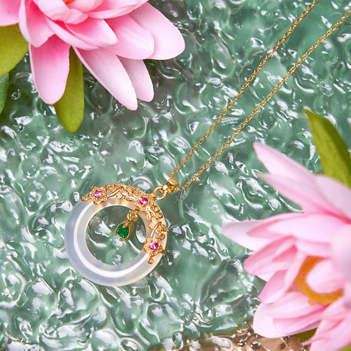 Collier avec pendentif en calcédoine verte et Buddha Stones , boucle de paix, design de force