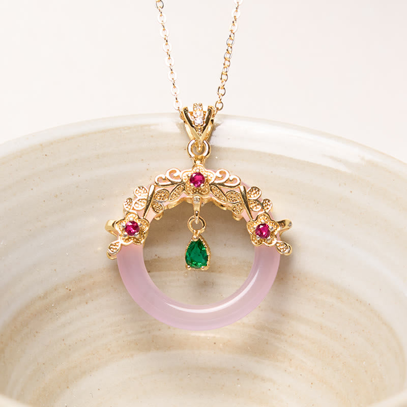 Collier avec pendentif en calcédoine verte et Buddha Stones , boucle de paix, design de force