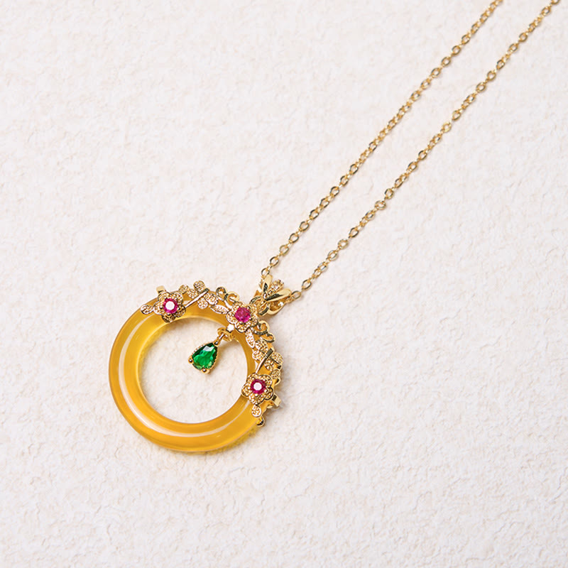 Collier avec pendentif en calcédoine verte et Buddha Stones , boucle de paix, design de force