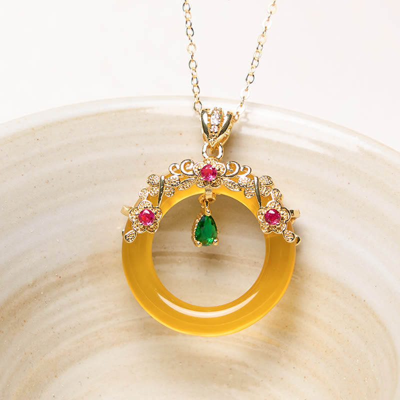 Collier avec pendentif en calcédoine verte et Buddha Stones , boucle de paix, design de force