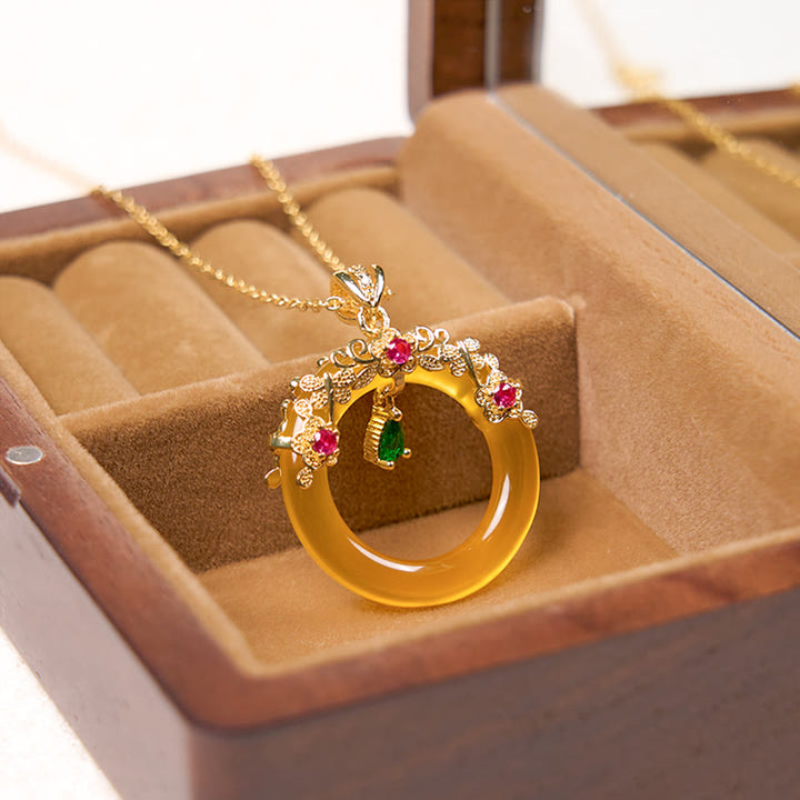 Collier avec pendentif en calcédoine verte et Buddha Stones , boucle de paix, design de force