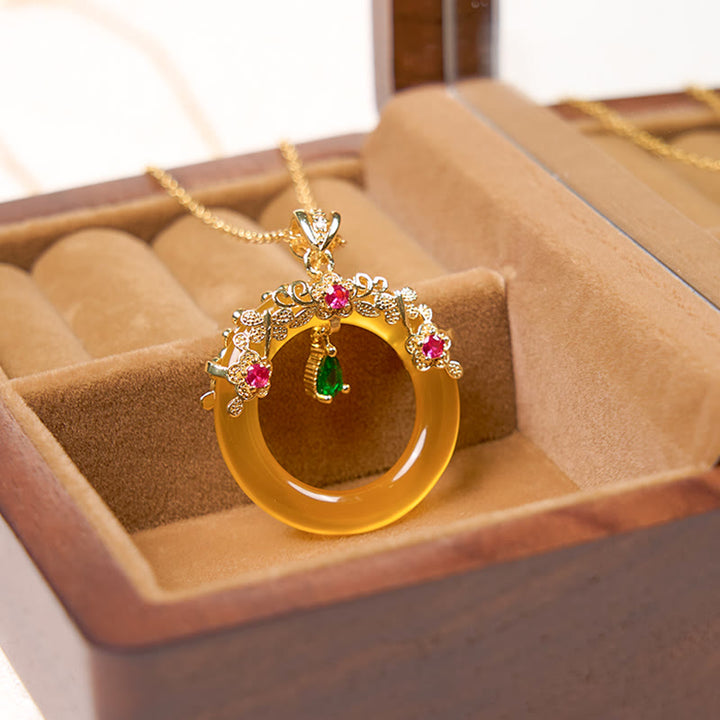 Collier avec pendentif en calcédoine verte et Buddha Stones , boucle de paix, design de force